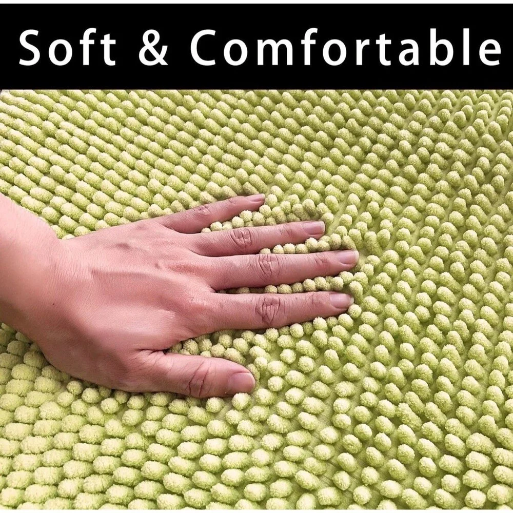 Set of 2 Chenille Bath Mats Non-Slip Microfiber Floor Mat 20